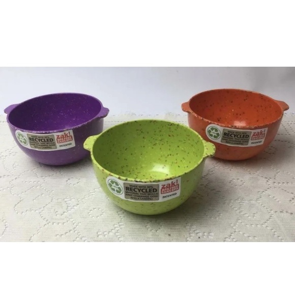 Zak Design 3 Confetti Plastic Melamine Mixing Bowl Sprinkle purple green orange - Picture 2 of 2
